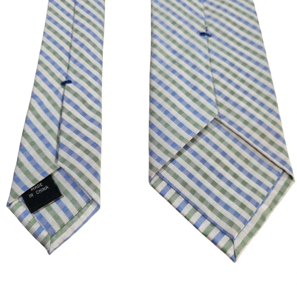 SAKS FIFTH AVENUE Striped‎ Silk Neck Tie Blue Green Diagonal Classic Business